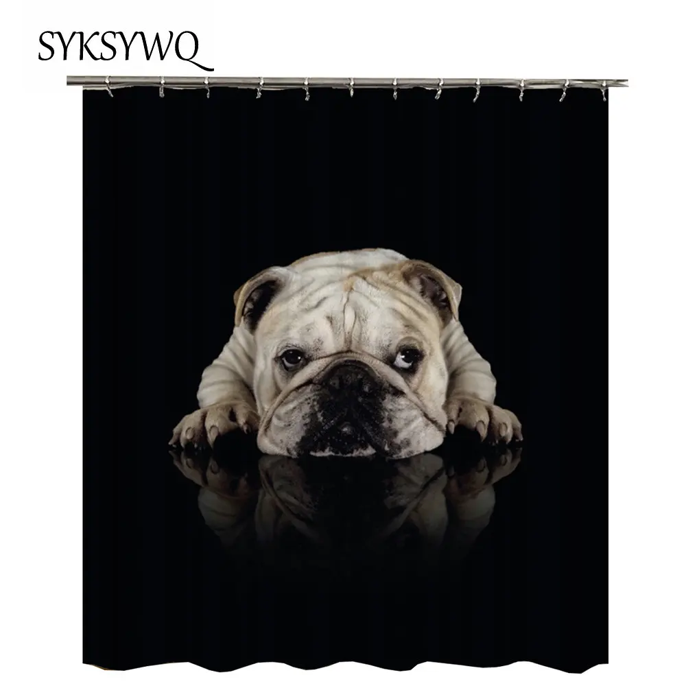 Занавеска для душа в ванную комнату с изображением французского бульдога|Шторы