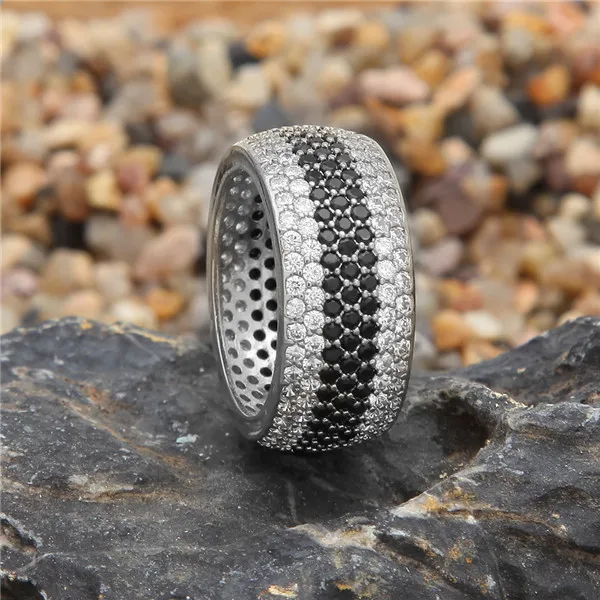 Silver 7 UWIN хип-хоп Полный Bling CZ Кольцо Iced Out кубический циркон Роскошные модные ювелирные изделия подарок - Цвет основного камня: Silver 7