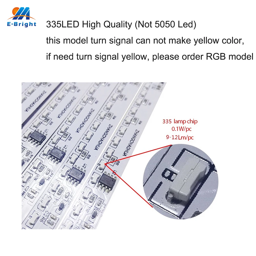YM E-Bright, 1 набор, 120 см, 150 см, 335 LED, для автомобиля, для укладки, динамический стример, поворот, задний багажник, светодиодные сигнальные огни, голубой, белый+ красный