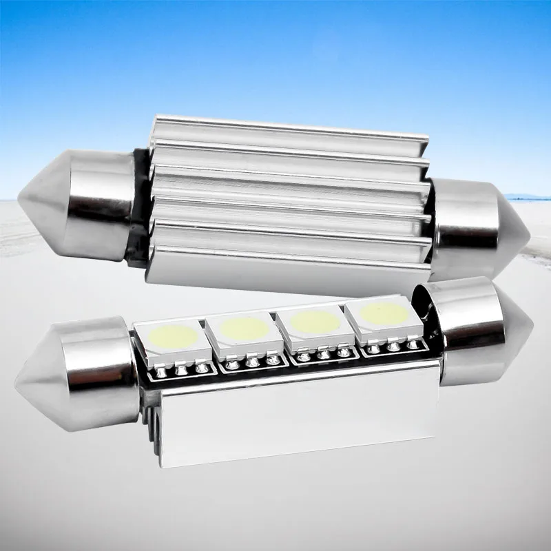4 шт. 42 мм C5W c10w SMD 5050 LED белый синий CANBUS без ошибок для номерного знака автомобиля