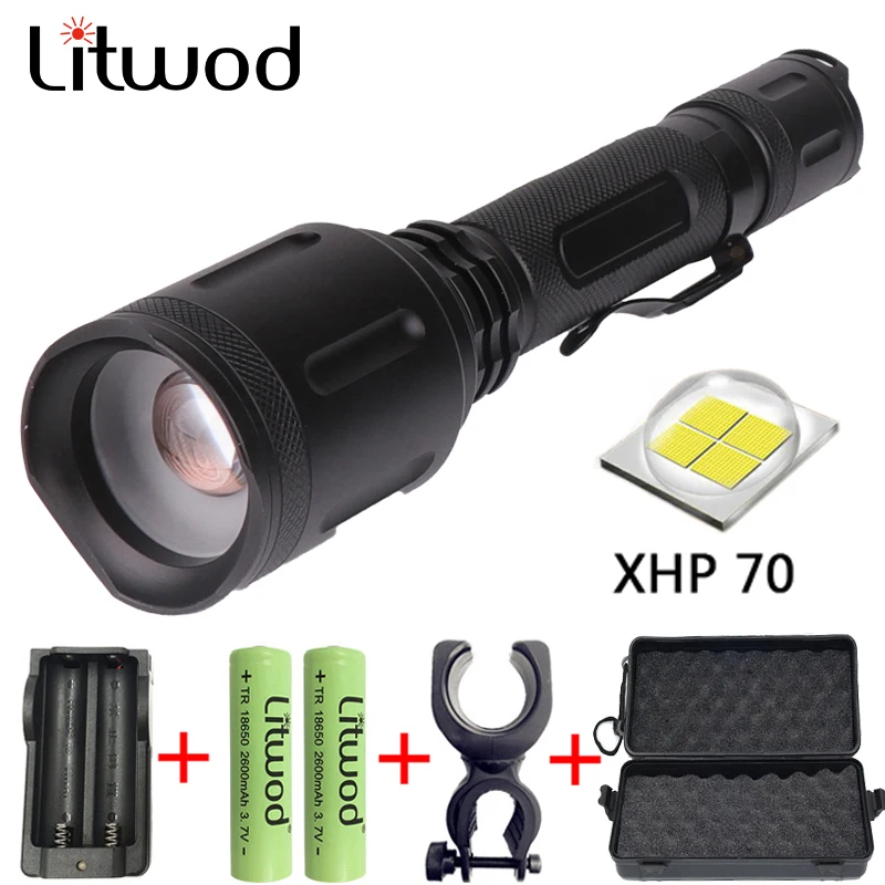 Litwod Z301262 Мощный светодиодный вспышка светильник фонарь 20000LM погрузчик 70 зум Тактическая защита Дневной светильник ресниц светильник Фонари супер яркий светодиодный светильник