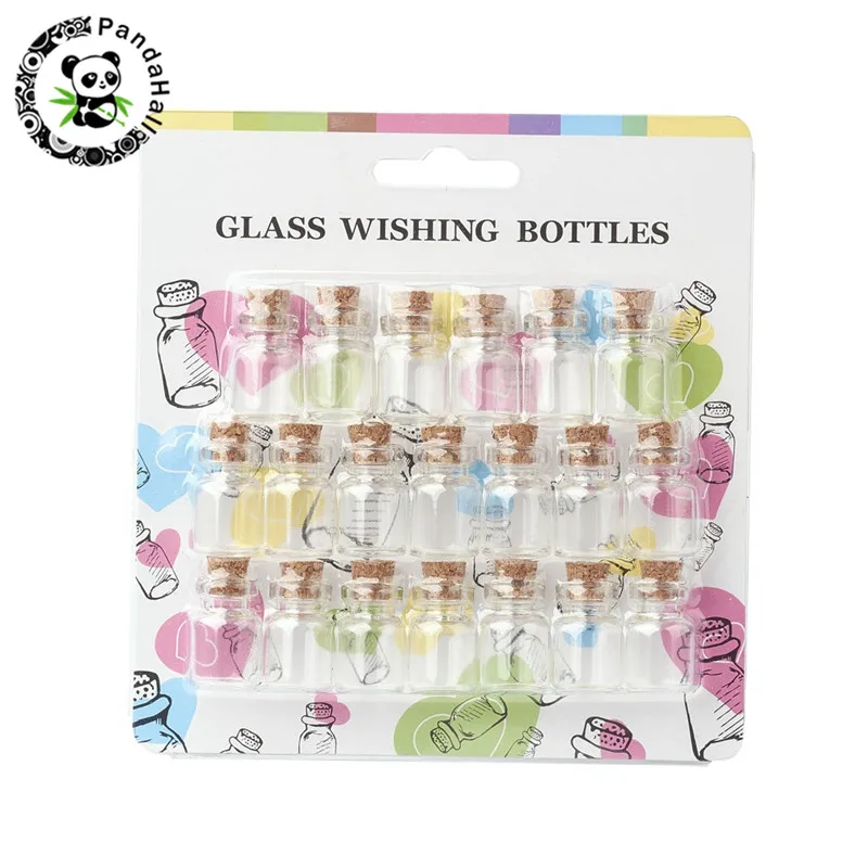 

Wish Bottles Mini Tiny Small Glass Bead Jars Storage Bottle Containers with Cork Stopper 16x22mm
