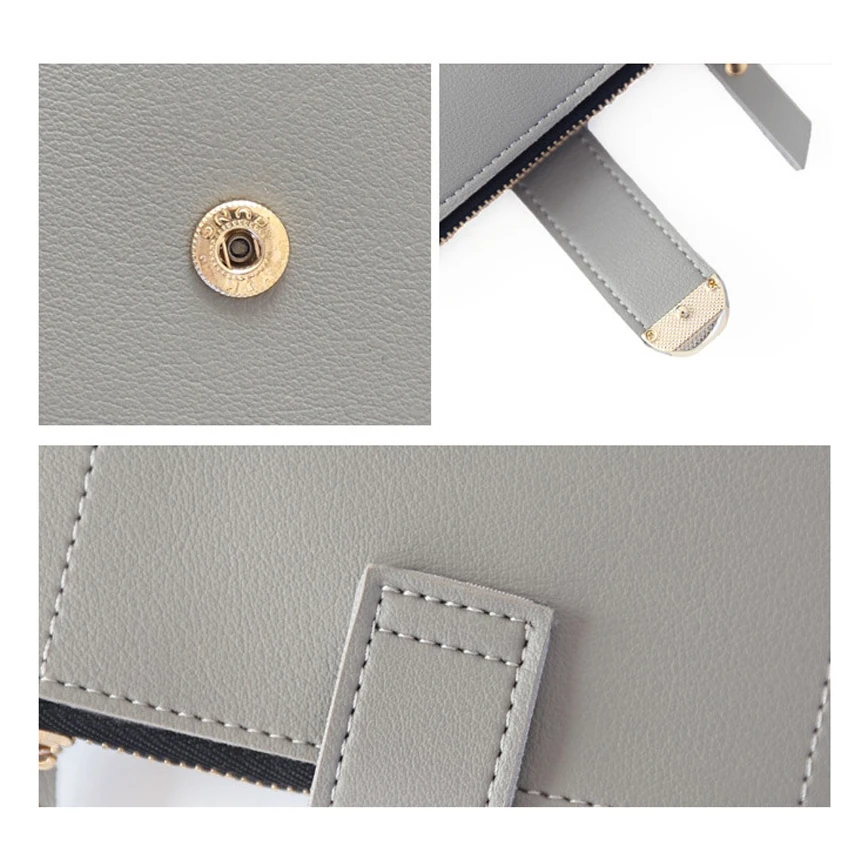 

cute love heart embroidery letters lychee pattern simple fashion 3 fold wallet 2019 women wallets multi-function purse