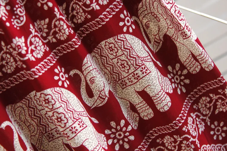 

Bohemian Floral Elephant Print Pants For Women Nice Vogue Beach Chiffon Trousers Elastic Waist Drawstring Loose Bottoms Femme