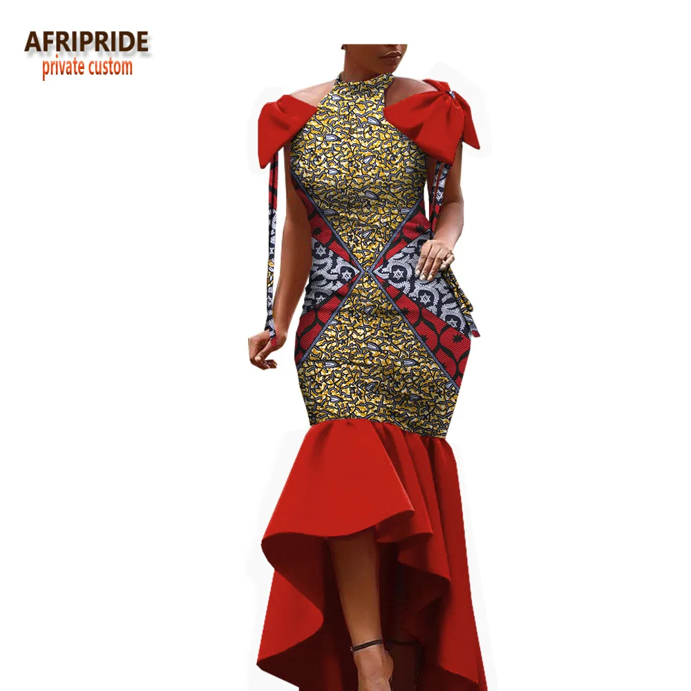 Весеннее Африканское платье для женщин AFRIPRIDE без рукавов длиной до пола женское вечернее платье с бантами на плече A1825004