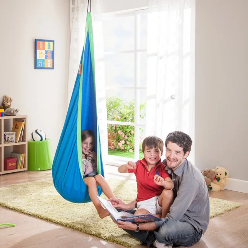 

Indoor Outdoor Children Hanging Chair Seat Cotton Nest With Inflatable Cushion Garden Baby Kids Swing Sleeping Bag Pod Hammock