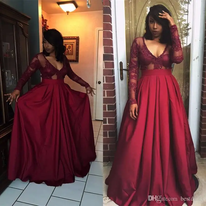 Сексуальные длинные женские вечерние платья 2019 бордовые Выпускные vestidos de baile |