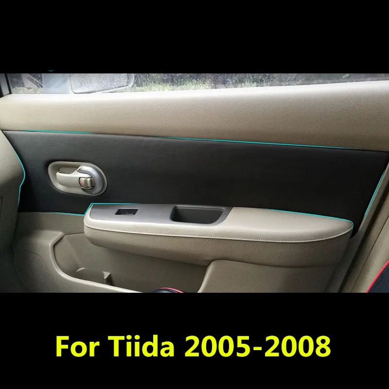 4 шт./компл. из микрофибры кожаная внутренняя панель двери обложка для Nissan Tiida 2005 06