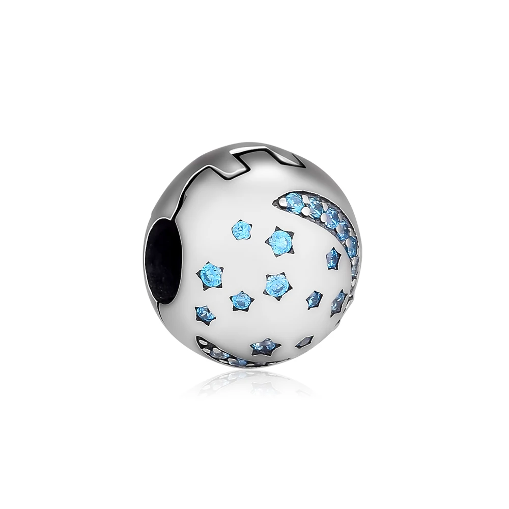 Genuine 925 Sterling Silver Twinkling Night Clip Charm Beads Fits Pandora Bracelets Women for Jewelry Making kralen | Украшения и