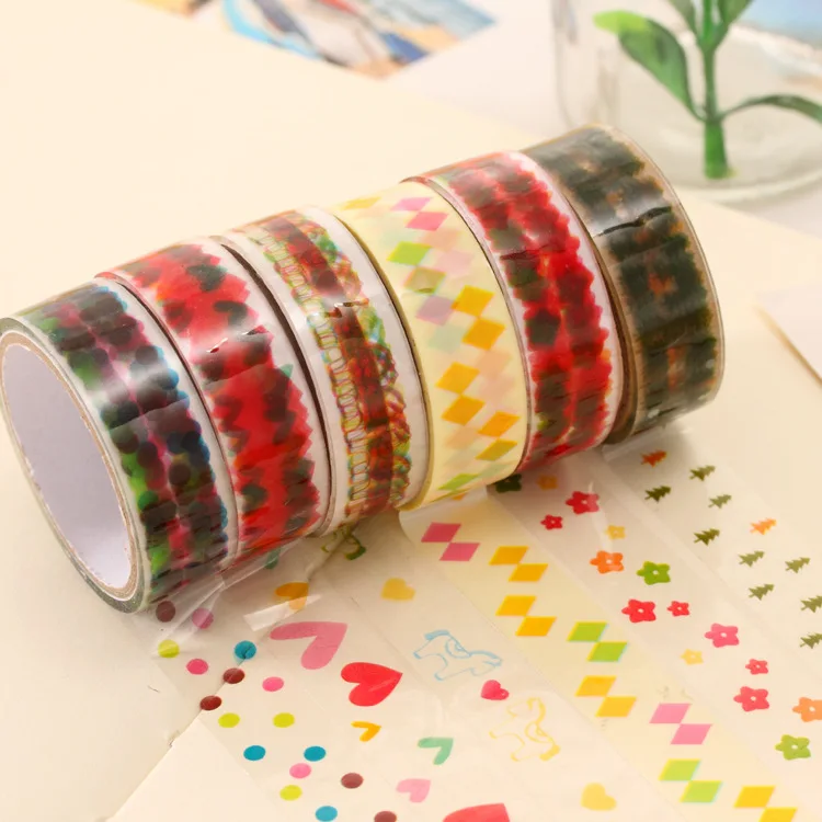 

2PCS/LOT Colorful Cartoon Small Transparent Washi Paper Tape DIY Scrapbooking Diary Decorative Refrigerator Stickers Tape