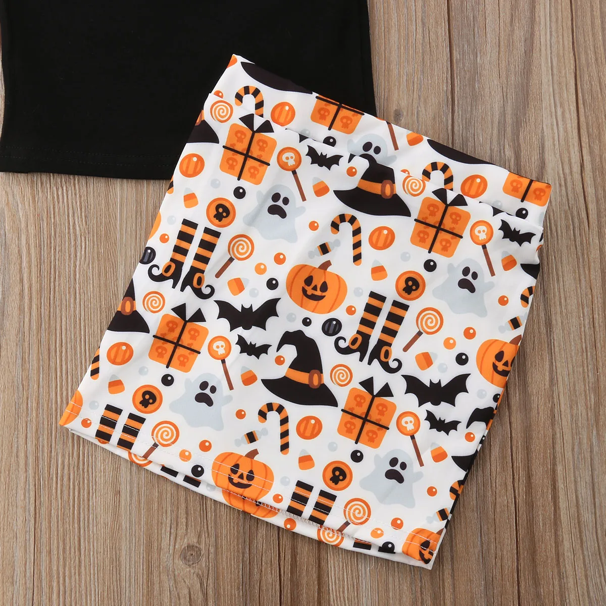 2018 Brand New Halloween Party Toddler Baby Girls Clothes Sets 3PCS Black T-Shirts Tops Pumpkin Cartoon Cat Skirts+Headband 1-5Y | Детская