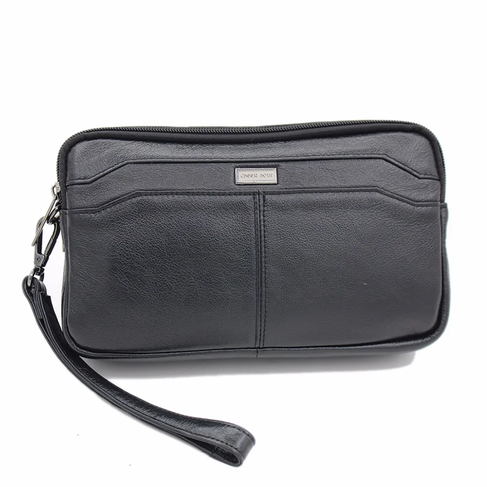 

CHEER SOUL Genuine Leather Men Clutch Bag First Layer Cowhide Travel Wrist Bag Wallet Mobile Phone Cigarette Handy Bags #-2268