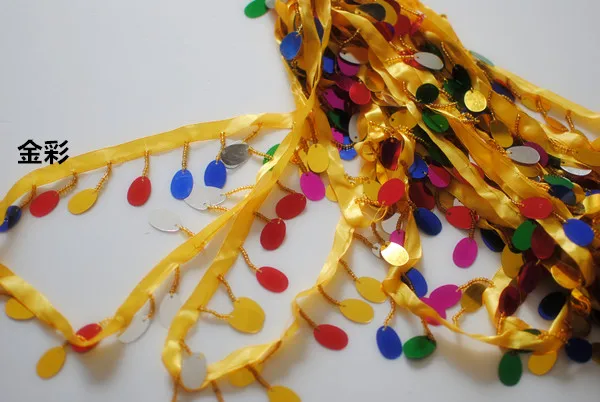 Sparkle Gold fringe sequined tassel ribbon beaded paillette 10 yards long 6cm | Дом и сад
