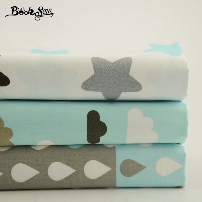 Booksew Scrapbooking 40cmx50cm 3 Pcs 100% Cotton Twill Fabric Baby Cloth Pretty Pattern Quilting DIY Dolls Craft Bedding Set|cotton twill