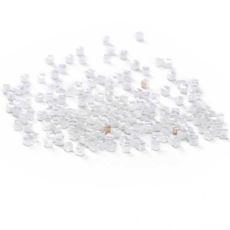 Белый AB 100 шт 2 мм Австрийские Новые квадратные хрустальные бусины Гламурные