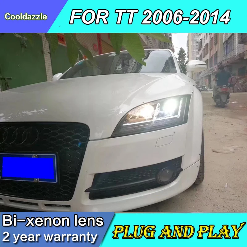 Светодиодный головной светильник для Audi TT светодиодный налобный фонарь спереди светильник s 2006 2007 2008 2009 2010 2011 2012 2013 год динамический Поворотный Светильник s