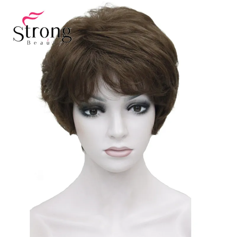 StrongBeauty женский короткий синтетический парик из натуральных волос, светильник, парик из коричневых волос