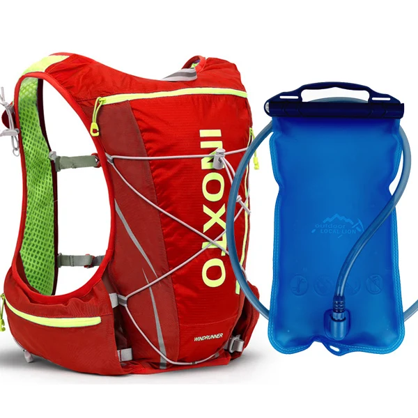red with water bag Бег марафон гидратация нейлон 10л наружные сумки для бега походный рюкзак жилет марафон велосипедный рюкзак - Цвет: red with water bag
