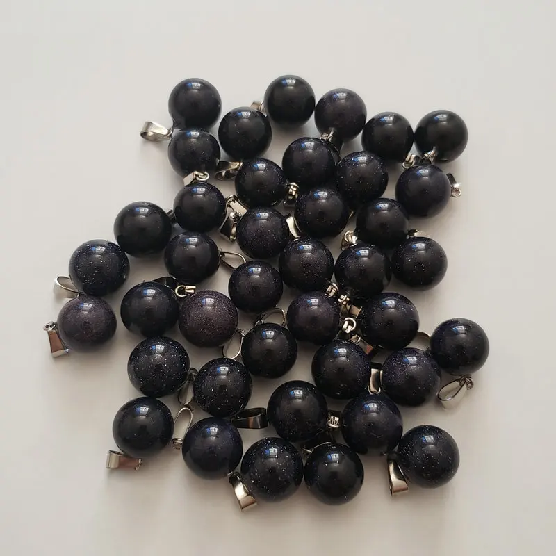 Blue sand stone 50 шт./лот модные рейки лучшие продажи Ассорти натуральные камни круглый шар Форма Подвески подходит для изготовления ожерелья бесплатно - Окраска металла: Blue sand stone