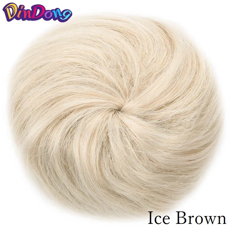 ice Brown DinDong, кольцо, Пончик, булочки, накладные волосы, синтетические волосы, пучок шиньон, блонд, коричневый, 8 цветов - Цвет: ice Brown
