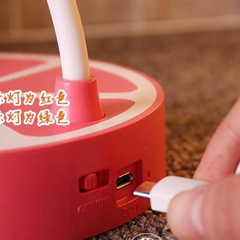 

Cartoon 3 case dimming LED charging table lamp fruit shape tube holder lamp for children bedroom desk light