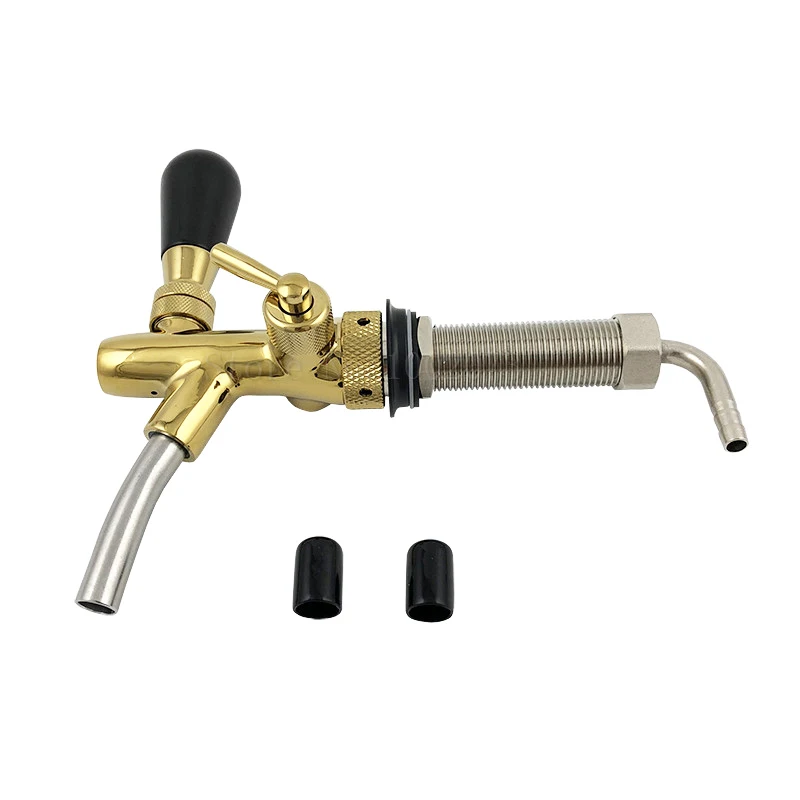 Gold Long Tap Регулируемый G5/8 Kegerator черновой хвостовик пивной кран с регулятором потока хромированный домашний бар для варки пива и вина инструмент для изготовления - Цвет: Gold Long Tap