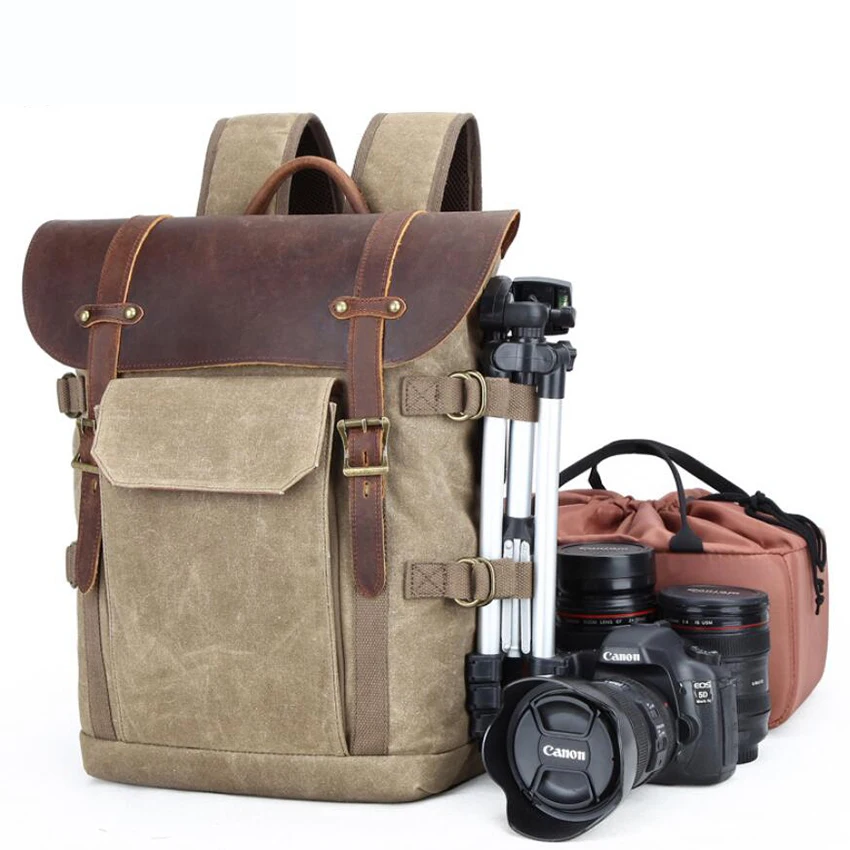 Сумка для камеры холщовый рюкзак зеркальной SLR DSLR вместительный