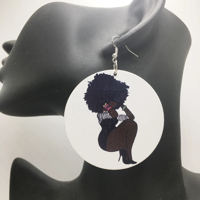 Бесплатная доставка! Африканские женские деревянные серьги с принтом|earrings free