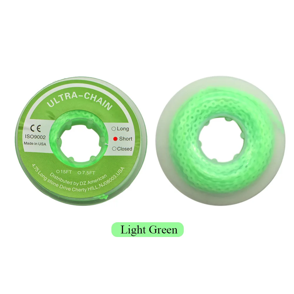 Light green 1 шт. Стоматологические Ортодонтические эластичные сверхмощные высокопрочные резиновые цепи короткие 4,75 мм дистанционные катушки непрерывного типа стоматологические инструменты - Цвет: Light green
