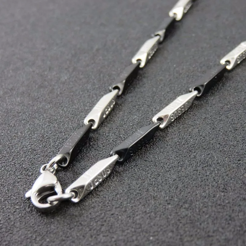60CM Black Color Stainless Steel Jesus Logo Link Chain Necklace For Men Fashion Chrsitmas Gift Jewelry Findings | Украшения и