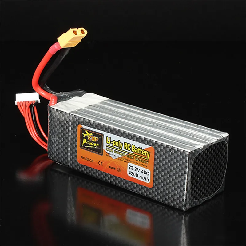 Высокое качество перезаряжаемая ZOP мощность 22 2 в 4200 мАч 6S 45C Lipo батарея XT60 вилка с