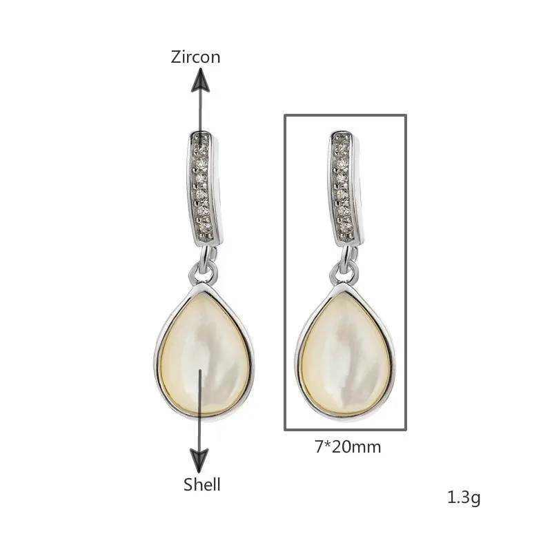 

Water Droplets Nature Shell Gold Drop Earrings For Women Real 925 Sterling Silver Zircon Earings Fashion Jewelry Flyleaf