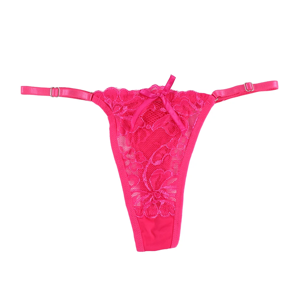 rose red Женские экзотические пикантные прозрачные трусы кружевные регулируемые трусики стринги g-стринги сексуальные с низкой талией регулируемое Прозрачное нижнее белье - Цвет: rose red