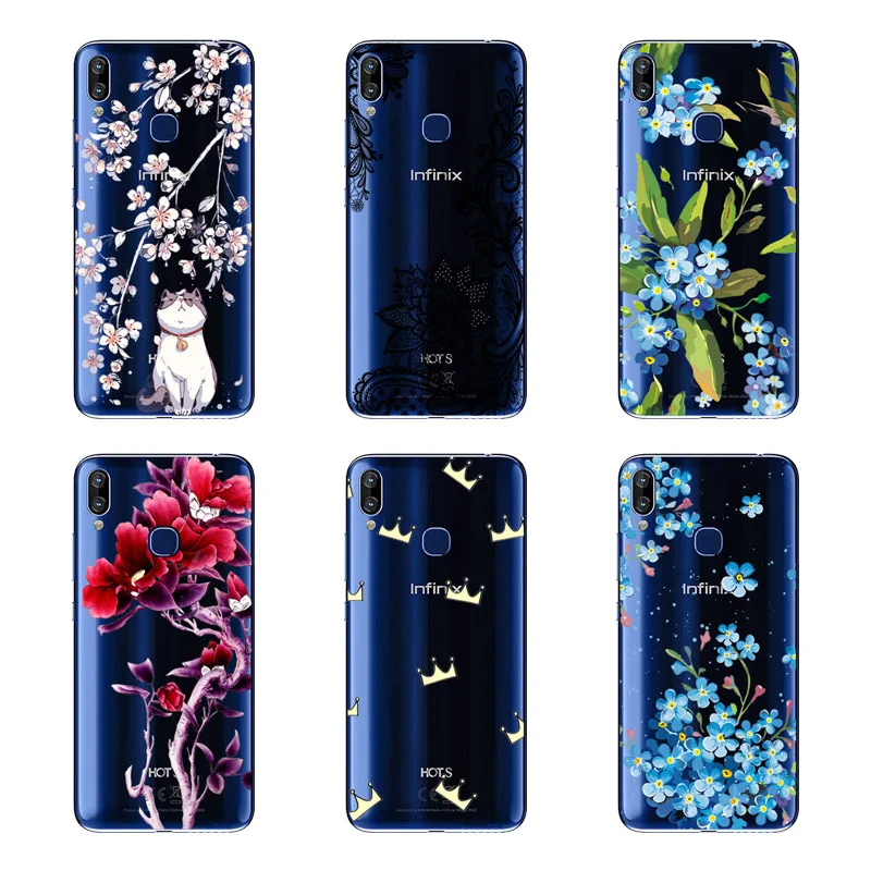Infinix S3X X622 чехол силиконовая задняя крышка-Чехол черный живописи цветок мягкая
