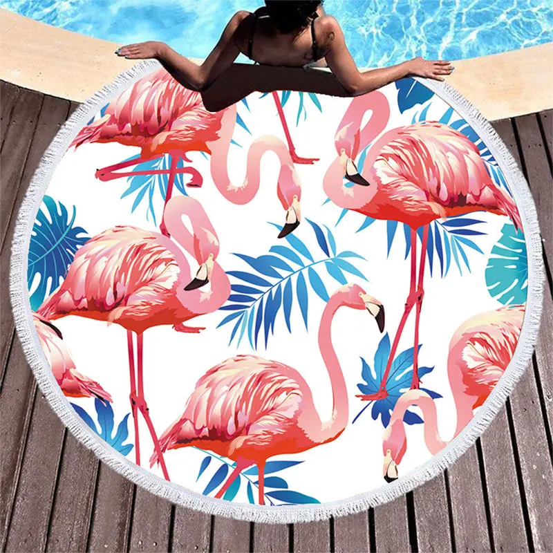 

flamingo Beach towel bird Bath Towel round towel Microfiber Beach Towels for Living Room Home Decor Printed Toalla Tapestry drop