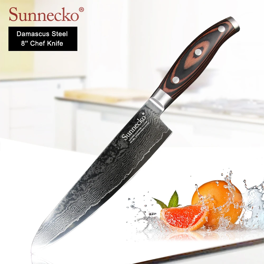 SUNNECKO 8 &quotдюймовый нож повара Мультиплеер Дамаск японский VG10 стальной кухонные