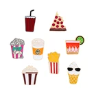 Эмалированная Булавка С мультяшным рисунком, 9 стилей, броши с лацканами в виде картошки фри, мороженого, попкорна, пиццы, апельсинового сока, детской еды, значок, металлическая бижутерия для рюкзака, шляпы