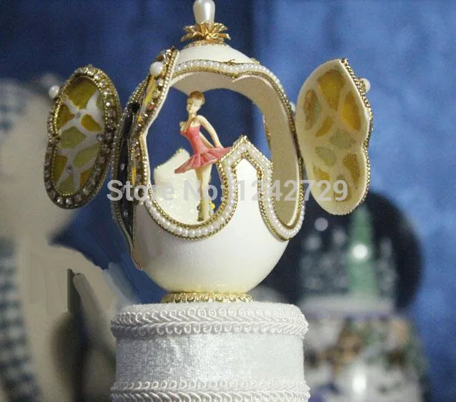 Высококачественная роскошная белая королевская музыкальная шкатулка из яичной скорлупы, танцевальная балерина, музыкальная шкатулка, свадебный сувенир, музыкальная шкатулка для девочек и женщин, подарок - Цвет: Цвет: желтый