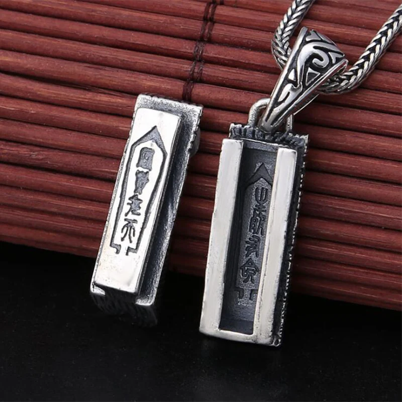 Колье для мужчин "Креативный гроб для удачи" с письменным подвесом из 100% серебра 925 пробы P20.