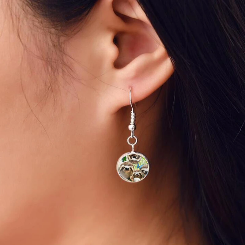 4 Pcs Cute Sloth Jewelry Sets Animals Photo Necklace Pendant Bracelet Earrings Gift | Украшения и аксессуары