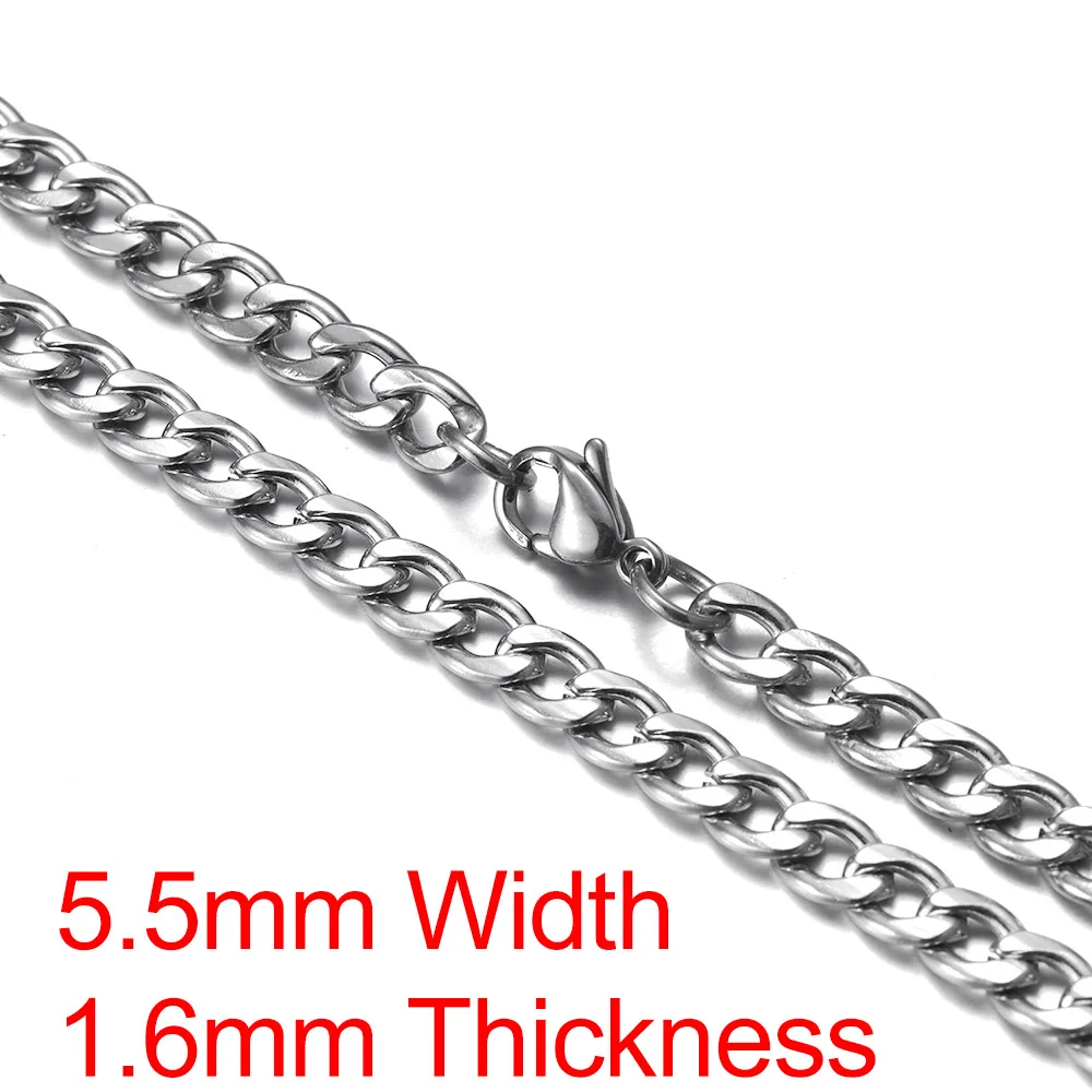 5.5mm Width Мужские цепочки из нержавеющей стали, ожерелье с чеканкой, серебряная цепочка, классические ювелирные изделия DIY, мужские аксессуары, 2-7 мм - Окраска металла: 5.5mm Width