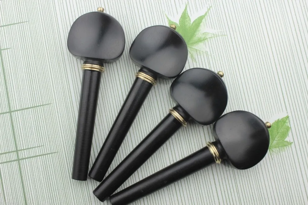 

1 set (4 pcs) Ebony Cello Tuning Pegs 4/4 size Inlaid copper, Cello Accessories
