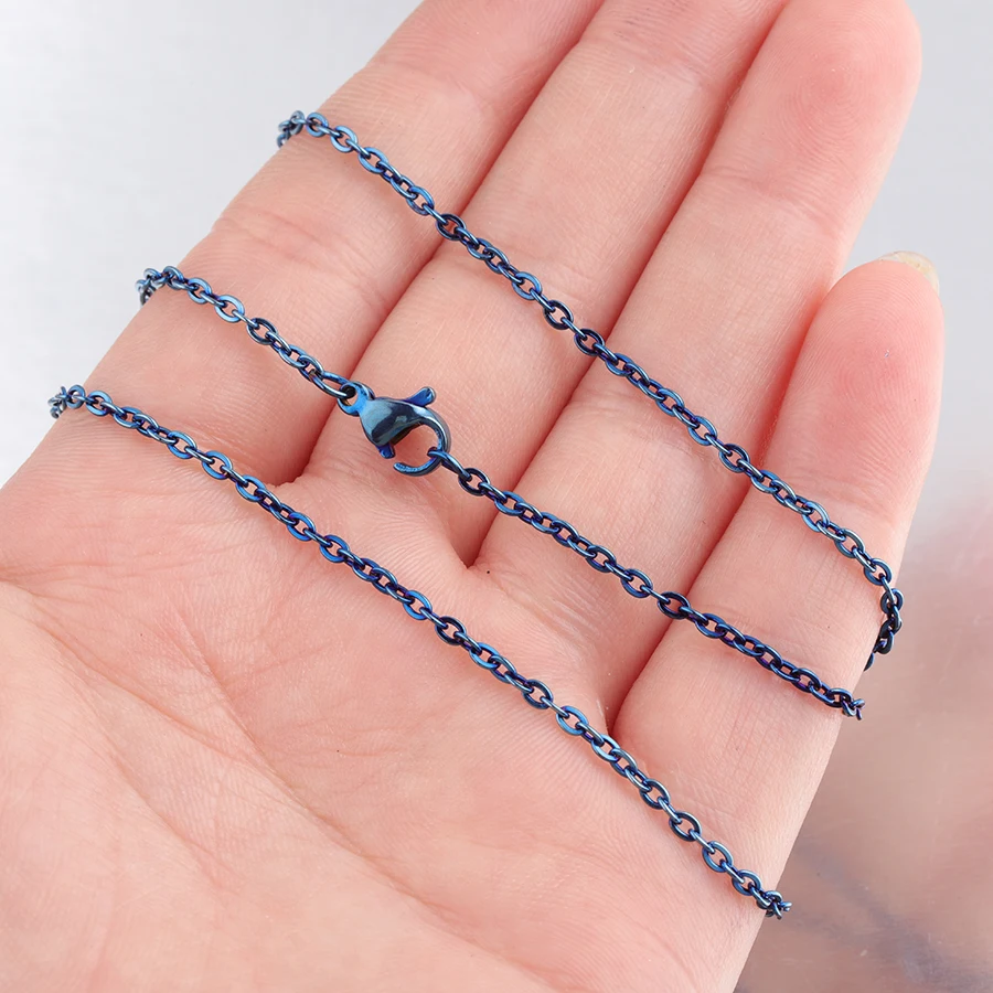 Fnixtar синий цвет ожерелье из нержавеющей стали цепь 2 мм толщина цепи DIY Кабельные