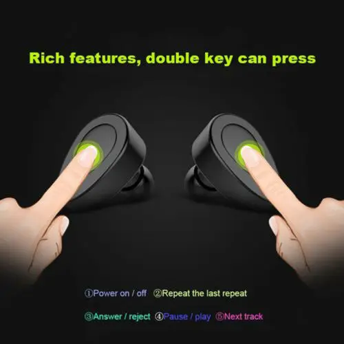 Новинка 2019 Мини TWS K2 Беспроводные стереонаушники в ушах Bluetooth бас уличные