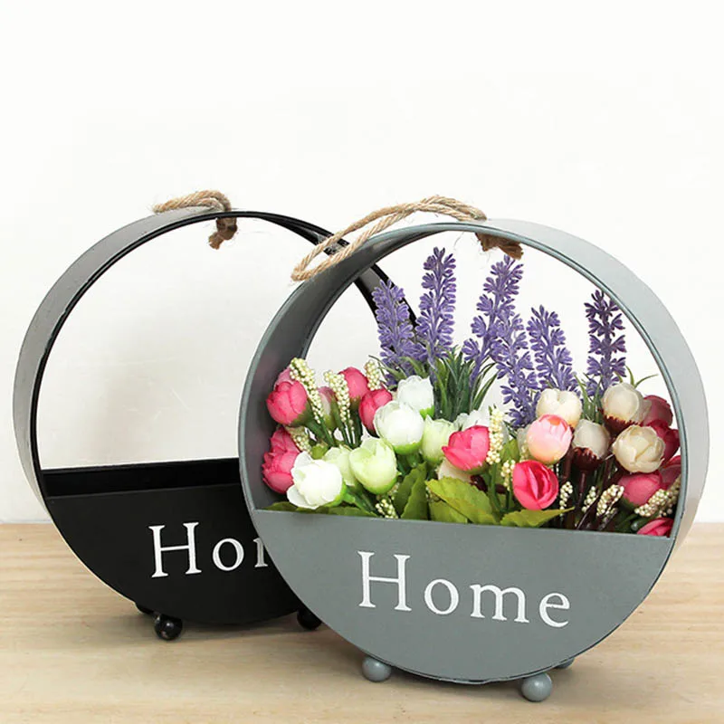 Высокое качество 1 шт. настенная кованая корзина для хранения цветов гостиной