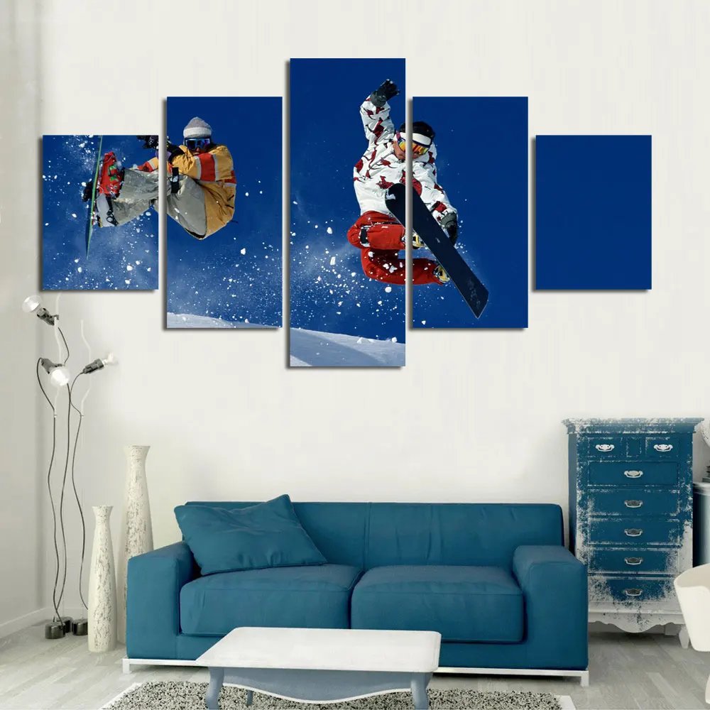 5 шт. Печать на холсте для серфинга море лыжи Ду фрирайд живопись настенное
