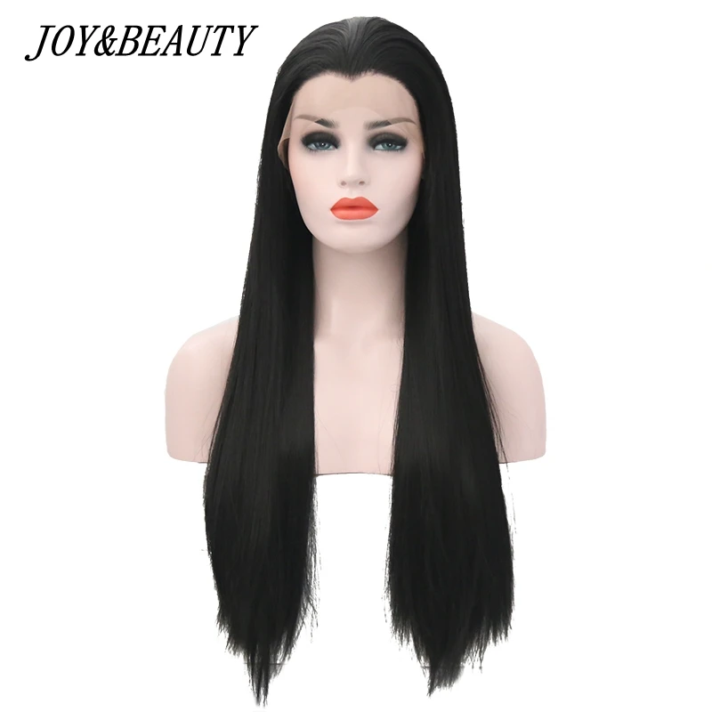 Длинный шелковистый прямой черный синтетический парик JOY & BEAUTY 22 28 дюймов