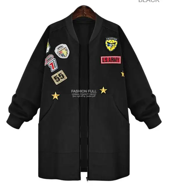 Женская хлопковая куртка бомбер в стиле милитари длинная приталенная армейского