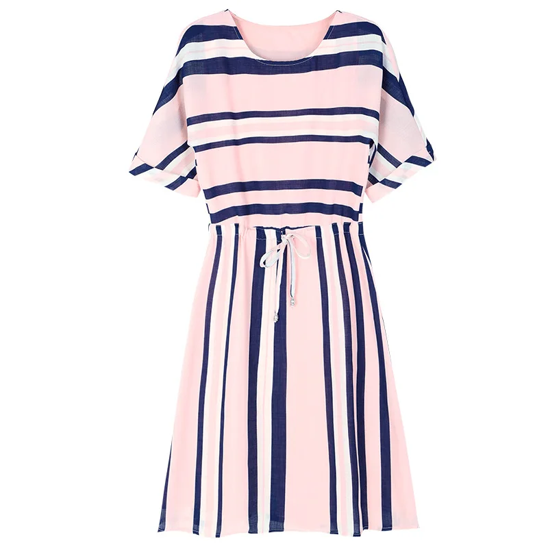Pink Striped Dress Summer Sundress 2017 Women Clothing Short Sleeve Fashion Dresses Female Vestidos de festa Z3-WD11 | Женская одежда