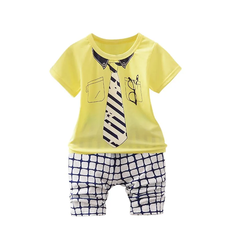 От 0 до 3 лет летняя детская одежда для маленьких мальчиков футболка с принтом и